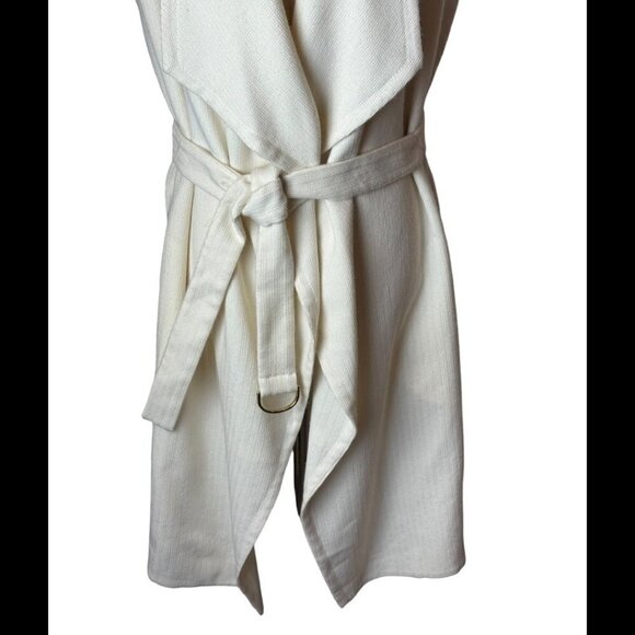 Hugo Boss Ivory Wool Blend Knit Waterfall Collar Long Line Belted Kalimi Vest 6 - Picture 5 of 12